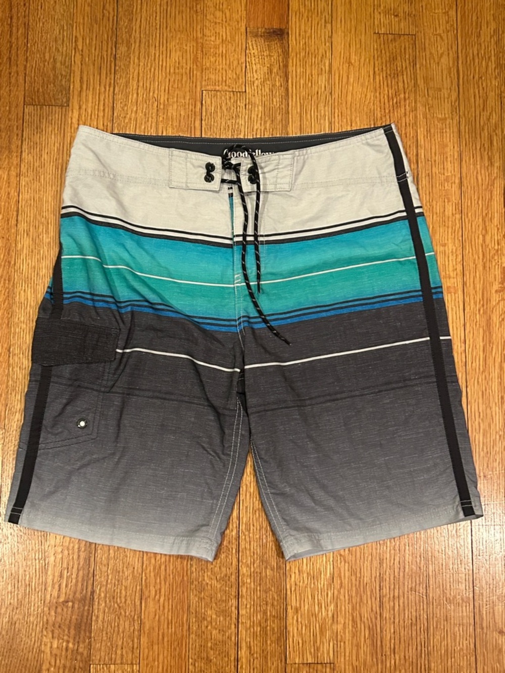 Goodfellow & Co Teal, Turquoise and Gray Striped Board Shorts